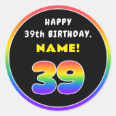 39e verjaardag: Colorful Rainbow # 39, aangepaste  Ronde Sticker (Voorkant)
