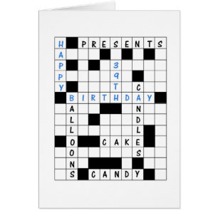 39e verjaardag, Crossword Puzzle Birthday Kaart