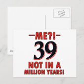 39e verjaardag design briefkaart (Voorkant / Achterkant)