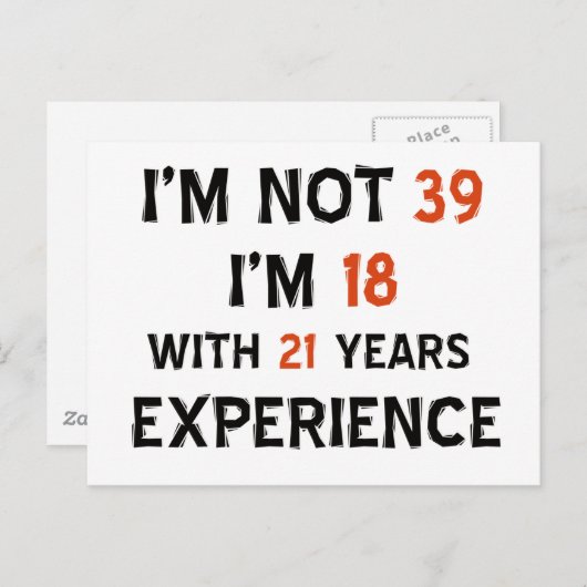 39e verjaardag design briefkaart (Voorkant / Achterkant)