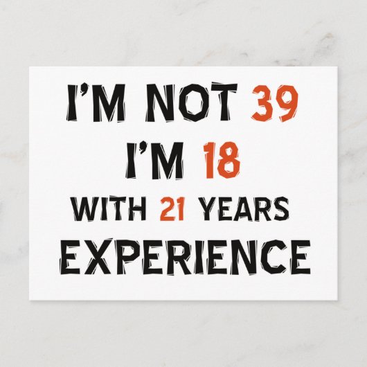 39e verjaardag design briefkaart (Voorkant)