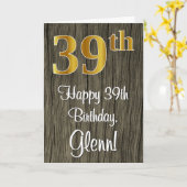 39e verjaardag: Elegant Faux Gold Look #, Faux Woo Kaart (Gele Bloem)