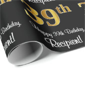 39e verjaardag: Elegant Luxe Faux Gold Look # Cadeaupapier (Rol Hoek)