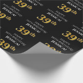 39e verjaardag: Elegant, zwart, Faux Gold look Cadeaupapier (Hoek)