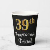 39e verjaardag - Elegante luxe Faux Gold look # Papieren Bekers