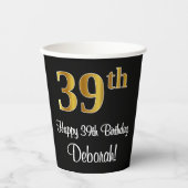 39e verjaardag - Elegante luxe Faux Gold look # Papieren Bekers