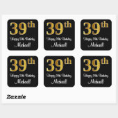 39e verjaardag - Elegante luxe Faux Gold look # Vierkante Sticker (Vel)