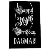 39e verjaardag: Fancy, elegant script + aangepaste Medium Cadeauzakje (Voorkant)