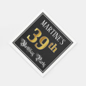 39e verjaardag — Fancy script, Faux Gold look Servet (Hoek)