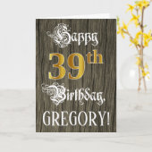 39e verjaardag: Faux Gold look + Faux-houten patro Kaart (Gele Bloem)