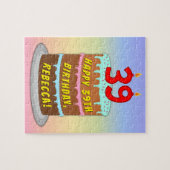 39e verjaardag: Fun Cake and Candles + Custom Name Legpuzzel (Horizontaal)