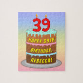 39e verjaardag: Fun Cake and Candles + Custom Name Legpuzzel (Verticaal)