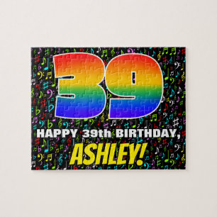 39e verjaardag — Fun, Colorful Music Symbols & "39 Legpuzzel