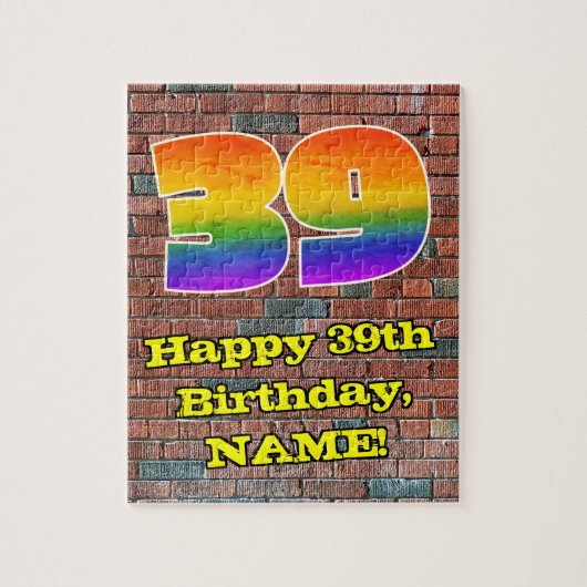 39e verjaardag: Fun Graffiti-geïnspireerde regenbo Legpuzzel (Verticaal)