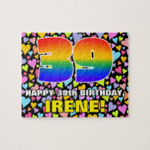 39e verjaardag — Fun, liefhebbende hartvormen + "3