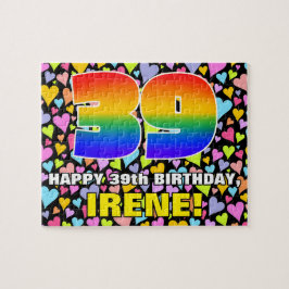 39e verjaardag — Fun, liefhebbende hartvormen + "3 Legpuzzel