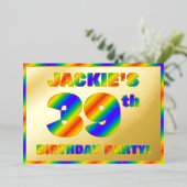 39e verjaardag - Fun, regenboogspectrum "39" Folie Uitnodiging (Staand Voorkant)