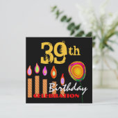 39e verjaardag Gold-kaarsen en ballonmetaal Kaart (Staand voorkant)