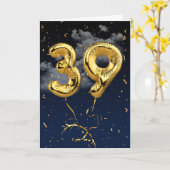 39e verjaardag Gold Mylar ballon en Confetti Card Kaart (Gele Bloem)