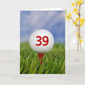 39e verjaardag Golfbal op rood T-shirt Kaart (Gele Bloem)