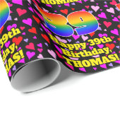 39e verjaardag: Heatpatroon liefhebbend, regenboog Cadeaupapier (Rol Hoek)