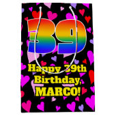 39e verjaardag: Heatpatroon liefhebbend, regenboog Medium Cadeauzakje (Voorkant)