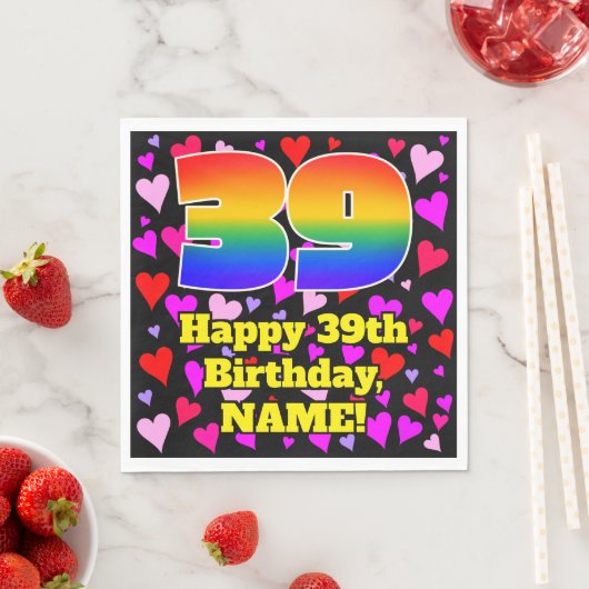 39e verjaardag: Heatpatroon liefhebbend, regenboog Servet (Insitu)