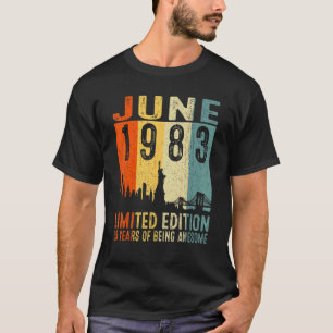 39e verjaardag juni 1983 39 jaar oud 1983 t-shirt