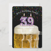 39e verjaardag kaars feestuitnodiging kaart (Voorkant)