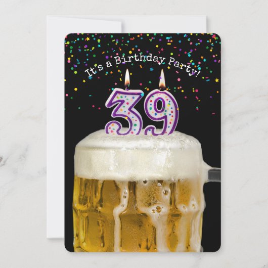39e verjaardag kaars feestuitnodiging kaart (Voorkant)