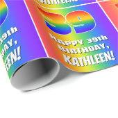 39e verjaardag: kleurrijk, vun regenboogpatroon # cadeaupapier (Rol Hoek)