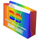 39e verjaardag: kleurrijk, vun regenboogpatroon #  groot cadeauzakje (Voorkant Gekanteld)