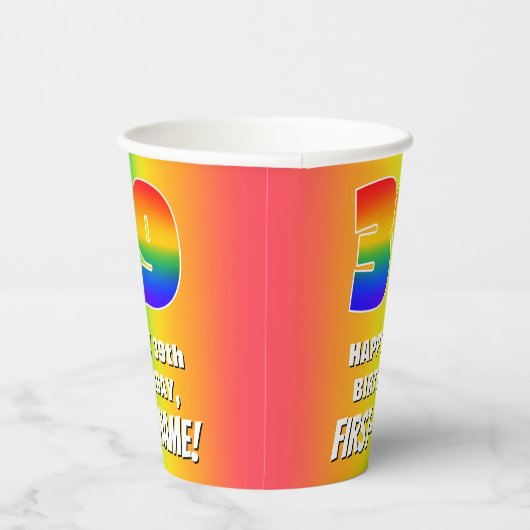 39e verjaardag: kleurrijk, vun regenboogpatroon # papieren bekers (Rechts)