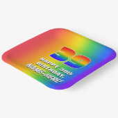 39e verjaardag: kleurrijk, vun regenboogpatroon # papieren bordje (Gebogen)