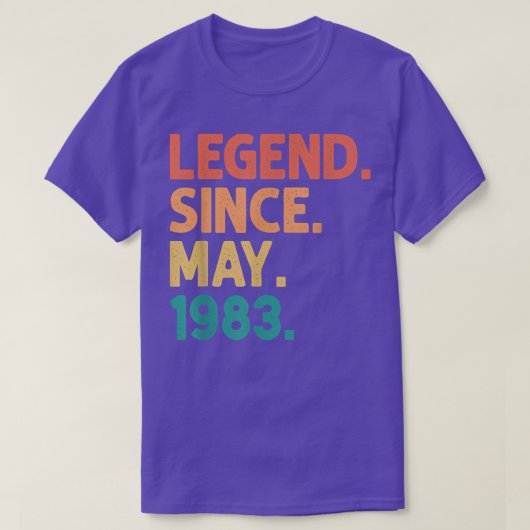 39e verjaardag Legende sinds mei 1983 39 jaar oud  T-shirt (Design voorkant)