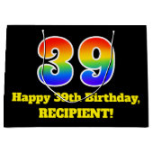 39e verjaardag ~ Leuk, Kleurrijk, Levendig, Regenb Groot Cadeauzakje (Voorkant)