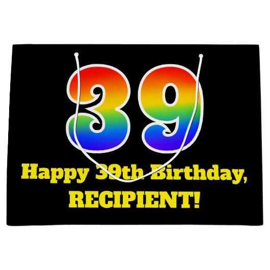 39e verjaardag ~ Leuk, Kleurrijk, Levendig, Regenb Groot Cadeauzakje (Voorkant)
