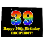 39e verjaardag ~ Leuk, Kleurrijk, Levendig, Regenb Groot Cadeauzakje (Achterkant)