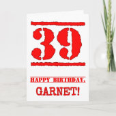 39e verjaardag: Leuk, rood rubberen stempel geïnsp Kaart (Voorkant)