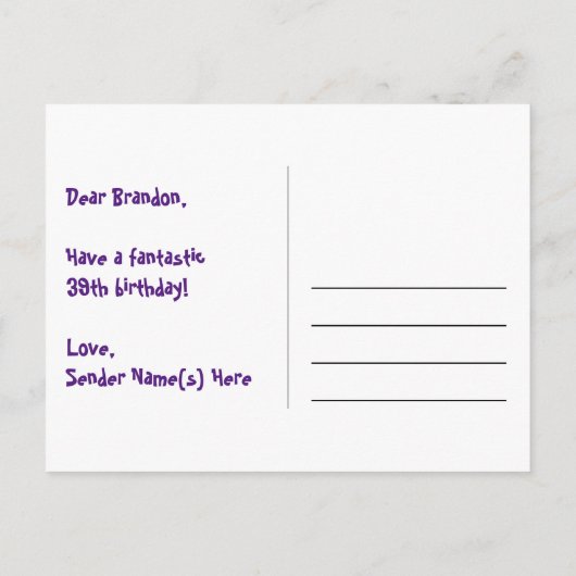 39e verjaardag: leuk sterrenpatroon, regenboog 39, briefkaart (Achterkant)