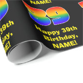 39e verjaardag: Leuke, kleurrijke regenboog geïnsp Cadeaupapier (Rol Hoek)