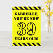 39e verjaardag: Leuke stencil stijl tekst, aangepa Kaart (Gele Bloem)