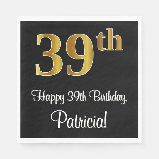 39e verjaardag ~ Luxurieuze Faux Gold-look # Servet (Voorkant)
