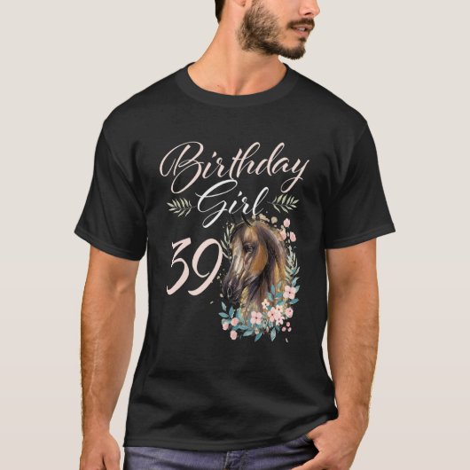 39e Verjaardag Meisje Paard 39 Jaar Oud Dag T-shirt (Voorkant)