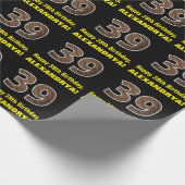 39e Verjaardag: Naam & Faux Wood Grain Patroon "39 Cadeaupapier (Hoek)