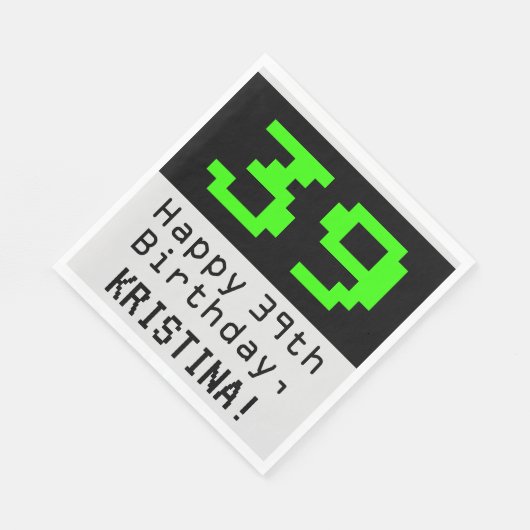 39e verjaardag - Nerdy / Geeky Style "39" & naam Servet (Hoek)