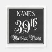 39e verjaardag Partij — Fancy Manuscript + de Naam Servet (Voorkant)