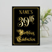 39e verjaardag Partij — Fancy script & aangepaste Folie Uitnodiging (Staand Voorkant)
