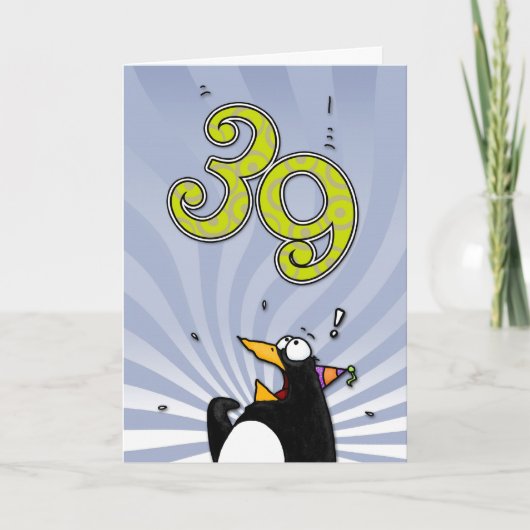 39e verjaardag - Penguin Surprise Kaart (Voorkant)