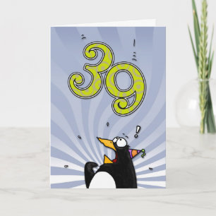 39e verjaardag - Penguin Surprise Kaart